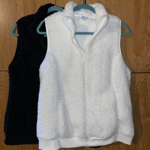 Bundle of 2 Fuzzy Zip Up Vests